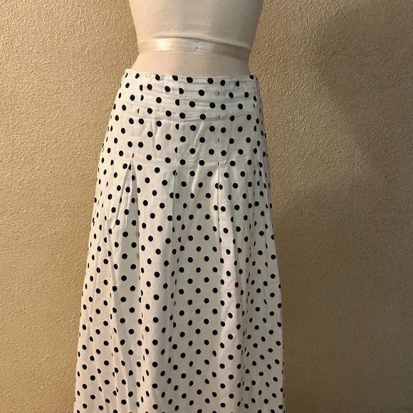 REFORMATION Simon Polka Dot-Print Stretch-Organic-Cotton Midi Skirt - Picture 2 of 6